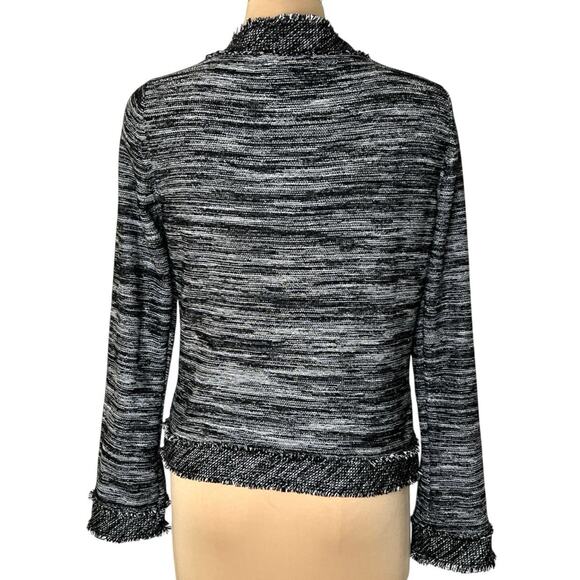 Conrad C Collection Cardigan Medium Silver Metallic Gray Black Fringe Classic - Picture 2 of 11